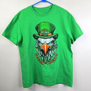 Harley-Davidson Kelly Green Eagles Feelin Lucky Double Sided SS Tee Large